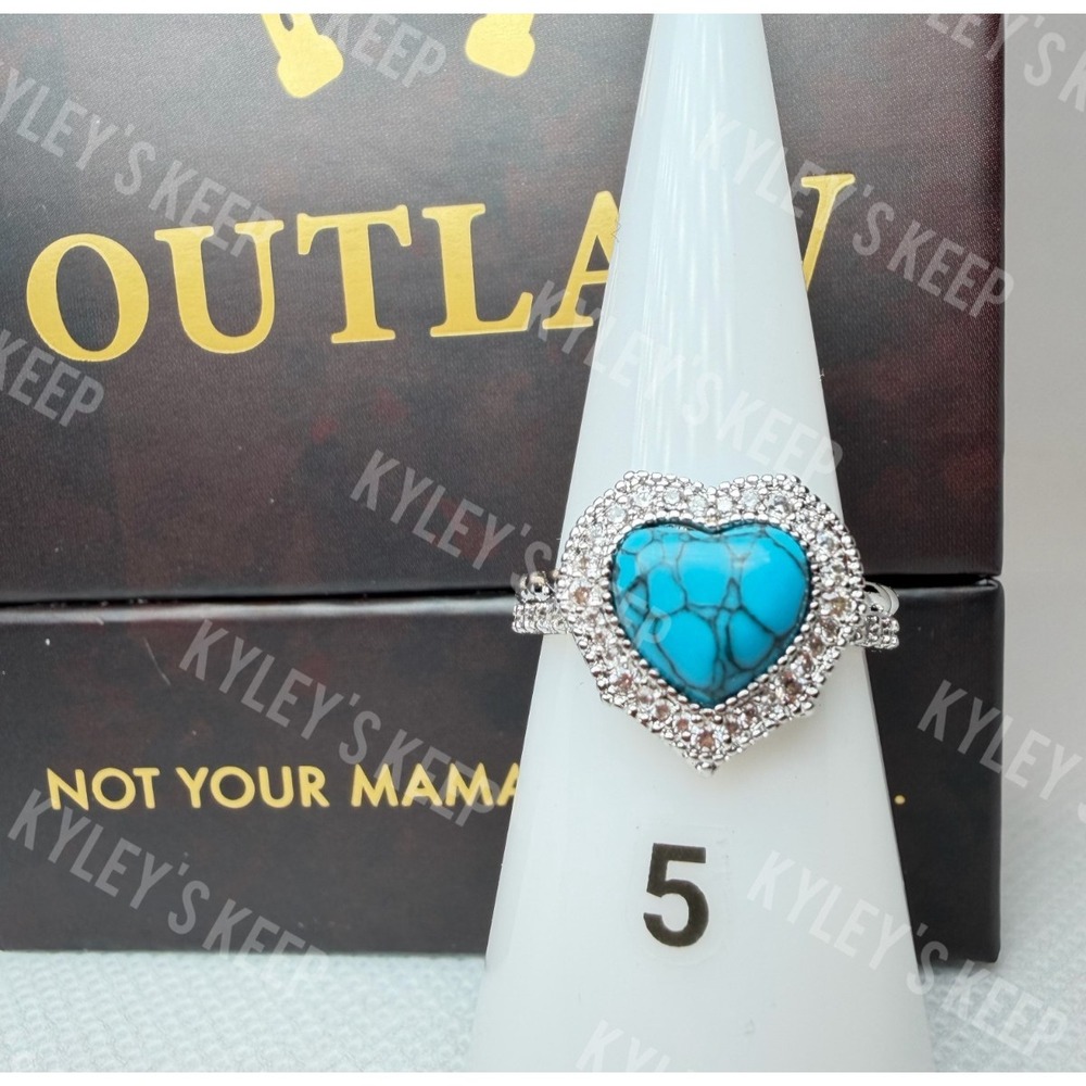 Size 5 Bomb Party Outlaw Heart Ring - RG27425 Not Your Mama's Western - Rhodium